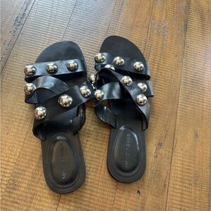 Marc Fisher Black Edgy Studded Sandals